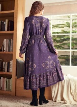 Goldie Hour V-Neck Midi Dress -Sway & Shine Fashion Sales Store 207898 Purple 3