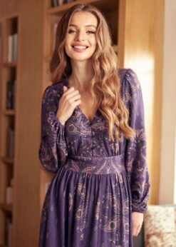 Goldie Hour V-Neck Midi Dress -Sway & Shine Fashion Sales Store 207898 Purple 6