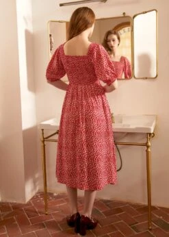 Lilting Love Short Sleeve Babydoll Dress 12 Lilting Love Short Sleeve Babydoll Dress -Sway & Shine Fashion Sales Store 207979 RED 3