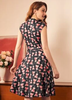 Eclipse Elegance Fit & Flare Dress -Sway & Shine Fashion Sales Store 207994 BLKGROUNDPINK HP 3