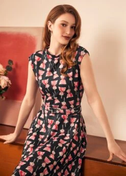 Eclipse Elegance Fit & Flare Dress -Sway & Shine Fashion Sales Store 207994 BLKGROUNDPINK HP 5