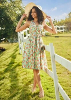 Vibrant Charm Faux-Wrap Dress