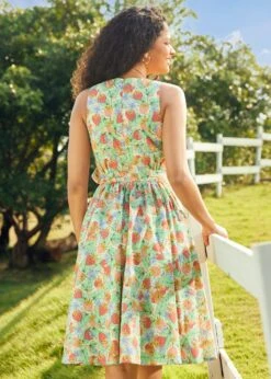 Vibrant Charm Faux-Wrap Dress -Sway & Shine Fashion Sales Store 208070 GRNREDRUSTBLUESAGE 3