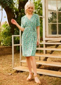 Petal & Promise Wrap Dress -Sway & Shine Fashion Sales Store 208079 GRNPR HP 1