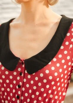 Dottie Delight Collared Dress -Sway & Shine Fashion Sales Store 208085 REDPOLKADOT 7