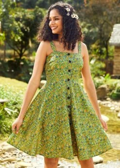 Sunbeam Dance Strappy Dress -Sway & Shine Fashion Sales Store 208128 GRNBUGPR 4 2