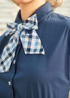 Gingham Grace Bow Dress -Sway & Shine Fashion Sales Store 208133 BLU 7