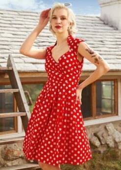 Dotted Darling Fit & Flare Dress 10 Dotted Darling Fit & Flare Dress -Sway & Shine Fashion Sales Store 208141 REDDOT 6