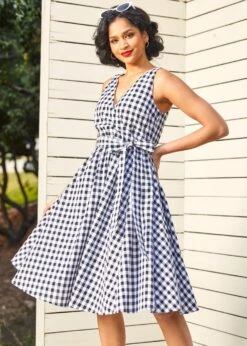 Instant Energy Faux-Wrap Dress -Sway & Shine Fashion Sales Store 208287 NAVGHINGHAM 2