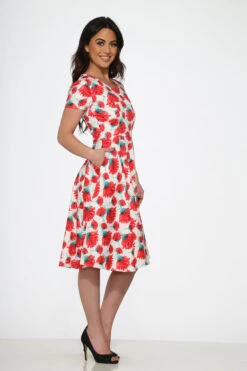 Bold Floral Swing Dress -Sway & Shine Fashion Sales Store 21050 White Pink Floral Dress 10