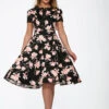 Black & Pink Floral Swing Dress