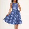 Blue Polka Dot Swing Dress