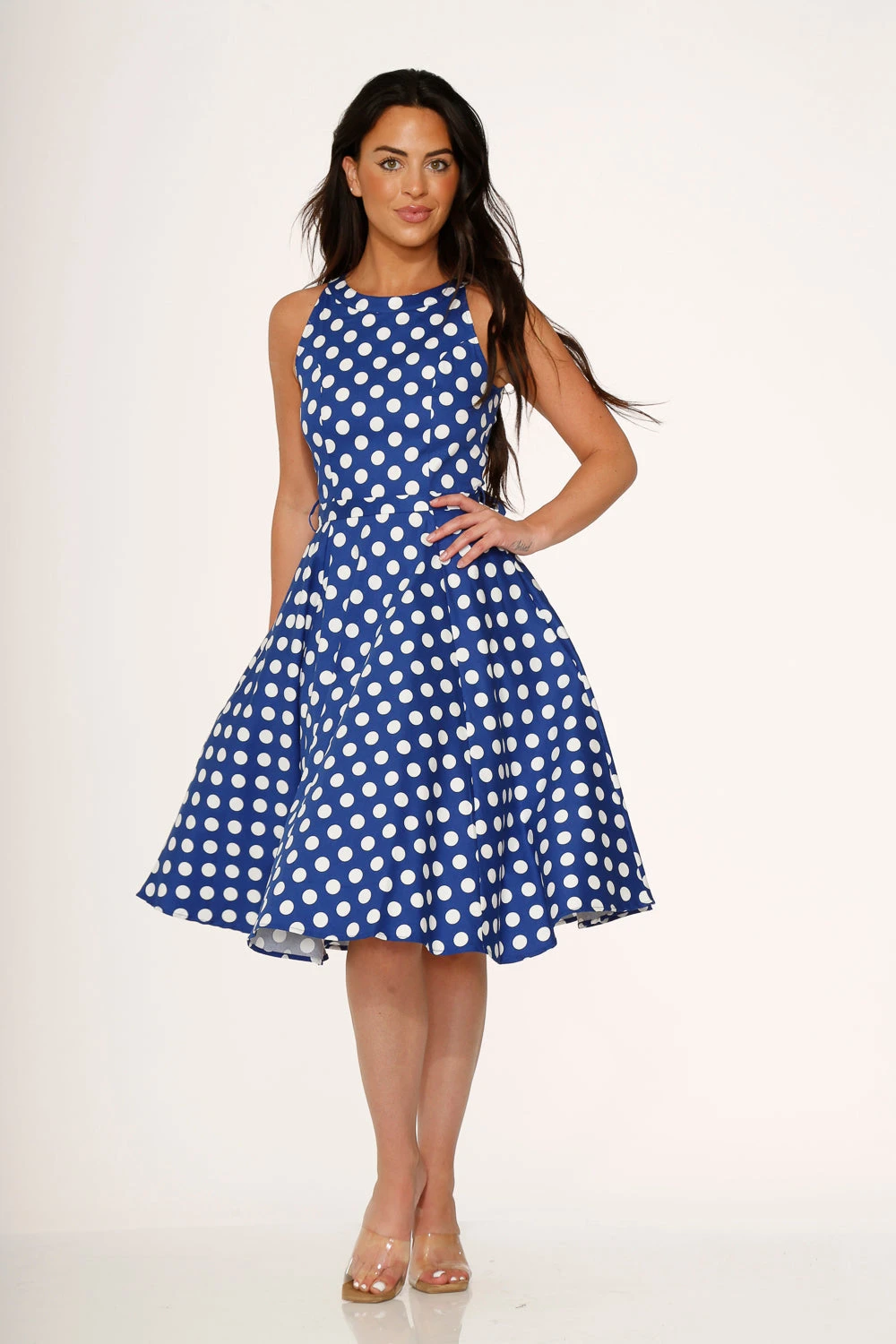 Blue Polka Dot Swing Dress 5 Blue Polka Dot Swing Dress - Image 5