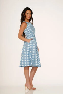 Light Blue White Polka Dot Swing Dress -Sway & Shine Fashion Sales Store 21922 Light Blue White Dot Dress 7