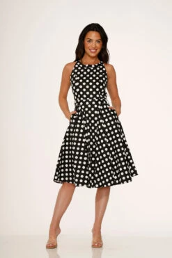 Black & White Polka Dot Swing Dress 6 Black & White Polka Dot Swing Dress -Sway & Shine Fashion Sales Store 21923 Black White Polka Dot Dress 2