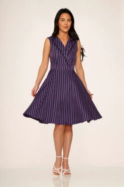 Black & Purple Stripe Swing Dress 11 Black & Purple Stripe Swing Dress -Sway & Shine Fashion Sales Store 21956 Purple Stripe Swing Dress 12