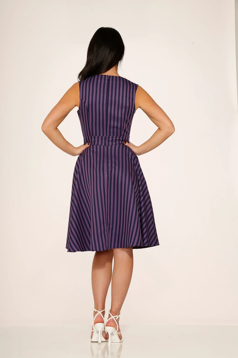 Black & Purple Stripe Swing Dress 4 Black & Purple Stripe Swing Dress - Image 4