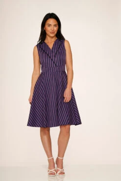 Black & Purple Stripe Swing Dress 8 Black & Purple Stripe Swing Dress -Sway & Shine Fashion Sales Store 21956 Purple Stripe Swing Dress 6