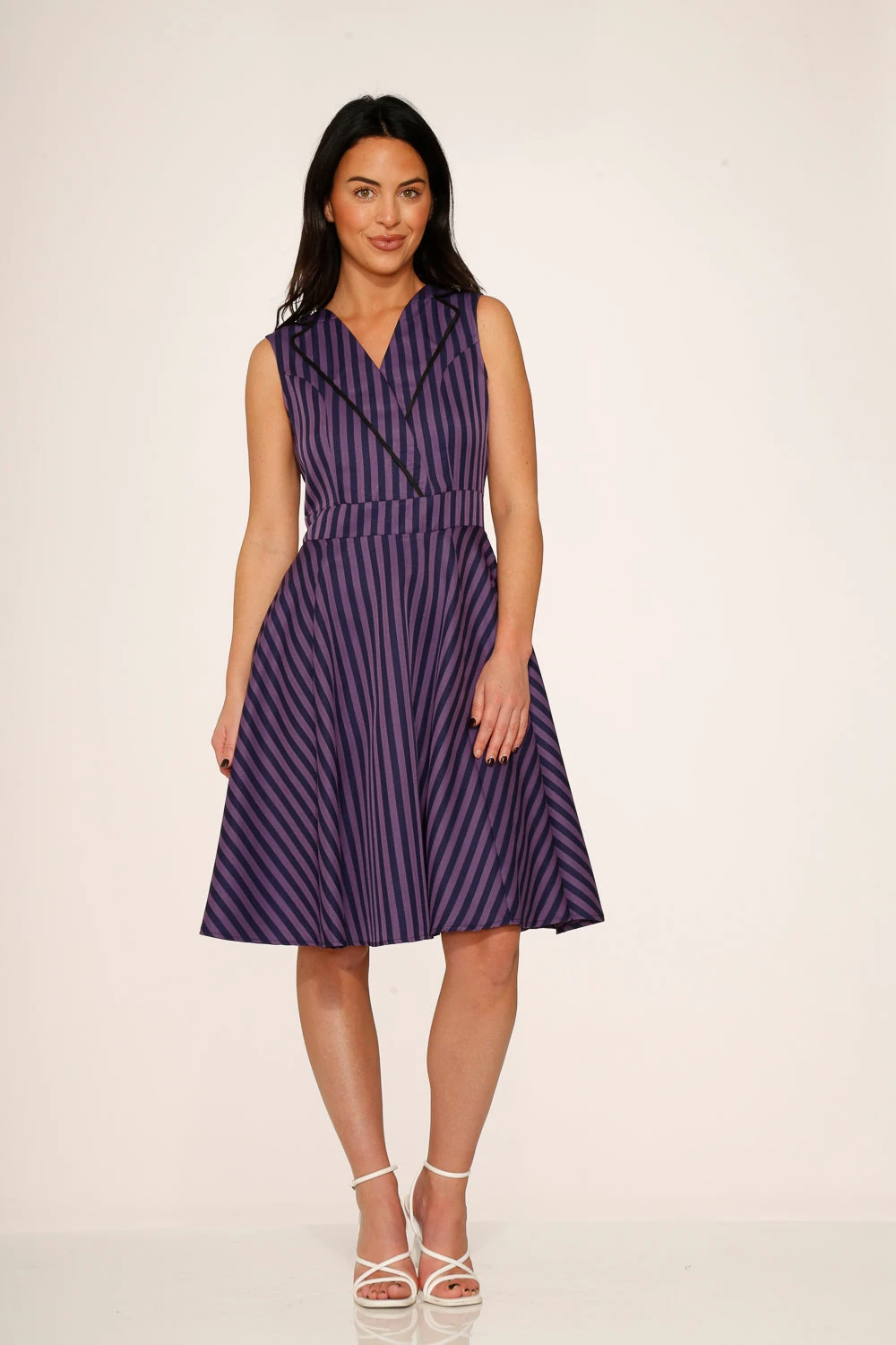 Black & Purple Stripe Swing Dress 3 Black & Purple Stripe Swing Dress - Image 3