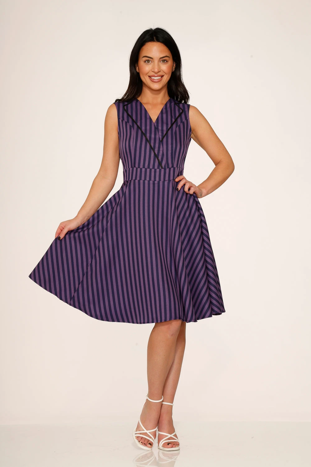 Black & Purple Stripe Swing Dress 1 Black & Purple Stripe Swing Dress
