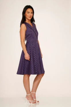 Black & Purple Stripe Swing Dress 10 Black & Purple Stripe Swing Dress -Sway & Shine Fashion Sales Store 21956 Purple Stripe Swing Dress 8