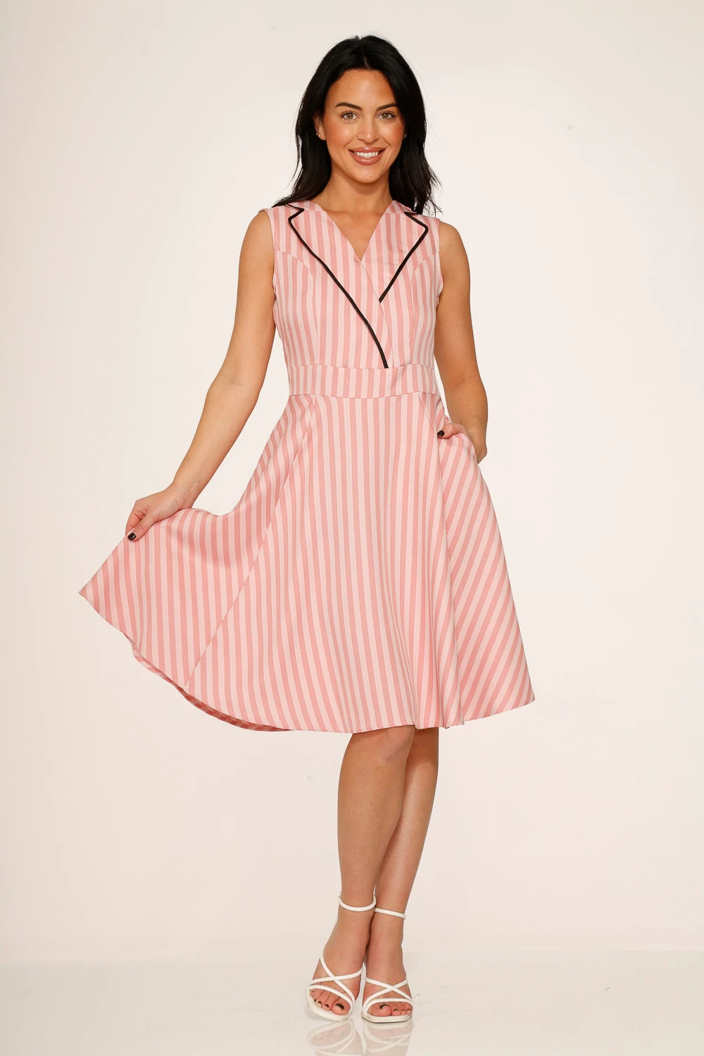 Pink Stripe Swing Dress 2 Pink Stripe Swing Dress - Image 2