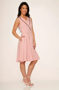 Pink Stripe Swing Dress 9 Pink Stripe Swing Dress -Sway & Shine Fashion Sales Store 21958 Pink Stripe Swing Dress 7