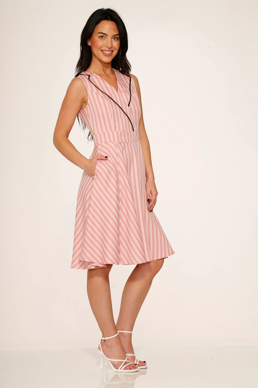 Pink Stripe Swing Dress 4 Pink Stripe Swing Dress - Image 4