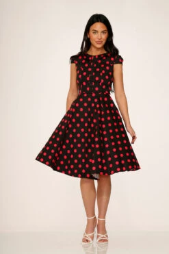 Black & Pink Polka Dot Swing Dress 11 Black & Pink Polka Dot Swing Dress -Sway & Shine Fashion Sales Store 21971 Black Pink Polka Dot Dress 11