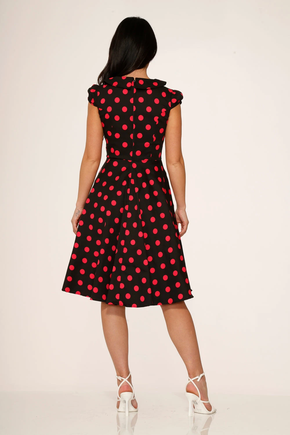 Black & Pink Polka Dot Swing Dress 6 Black & Pink Polka Dot Swing Dress - Image 6
