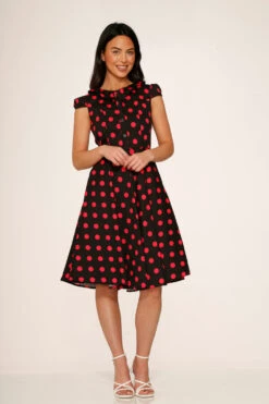 Black & Pink Polka Dot Swing Dress 9 Black & Pink Polka Dot Swing Dress -Sway & Shine Fashion Sales Store 21971 Black Pink Polka Dot Dress 6