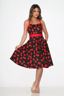 Black & Red Cherry Halter Dress -Sway & Shine Fashion Sales Store 22110 Black Red Cherry Halter Dress 6