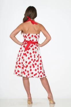 White Red Cherry Halter Swing Dress -Sway & Shine Fashion Sales Store 22111 White Red Cherry Halter Dress 15