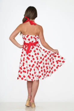 White Red Cherry Halter Swing Dress -Sway & Shine Fashion Sales Store 22111 White Red Cherry Halter Dress 17