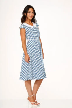 Blue Checker Swing Dress -Sway & Shine Fashion Sales Store 22530 Blue Gingham Dress 12