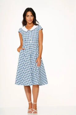 Blue Checker Swing Dress -Sway & Shine Fashion Sales Store 22530 Blue Gingham Dress 8