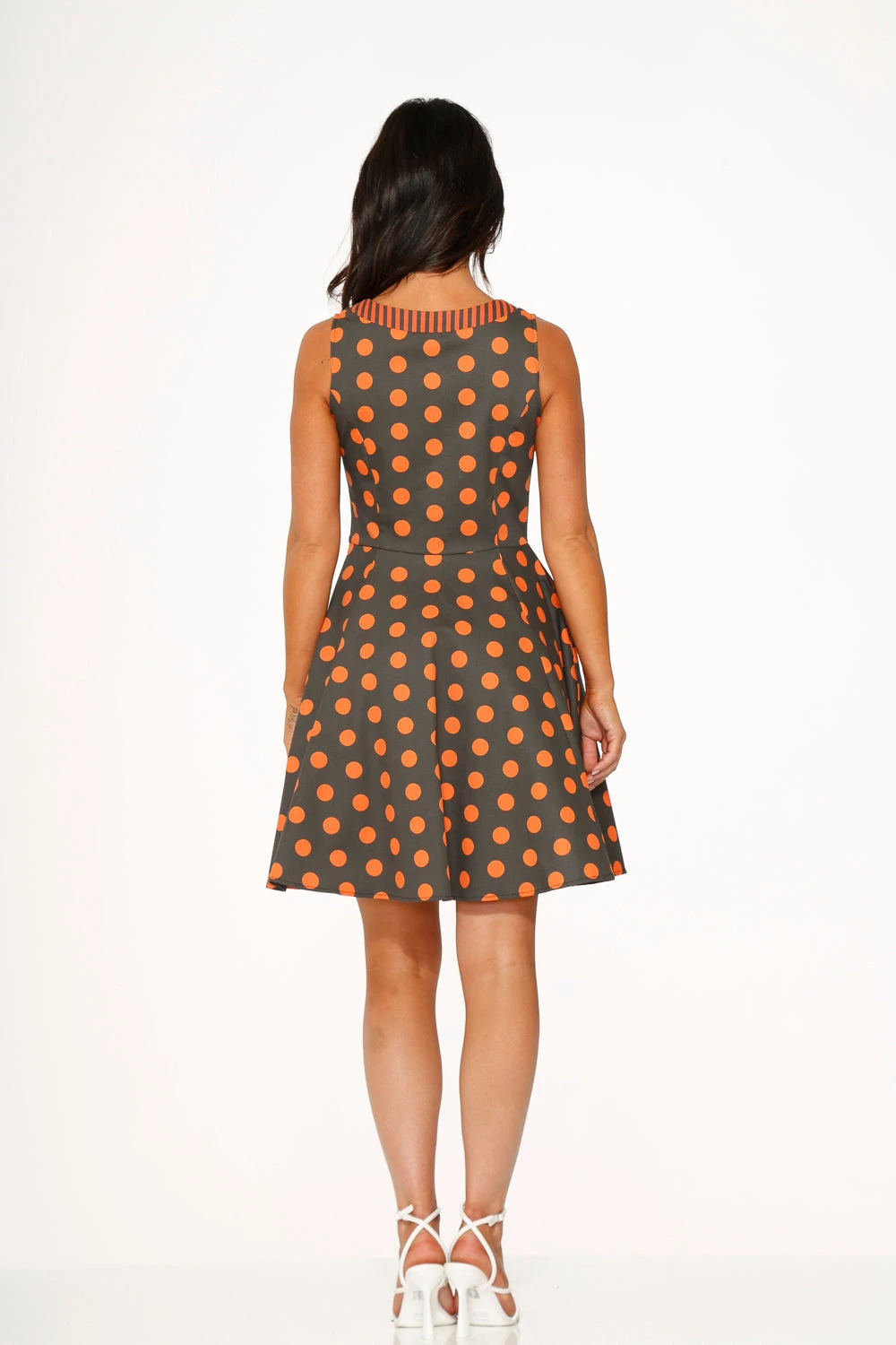 Orange Polka Dot Swing Mini Dress 4 Orange Polka Dot Swing Mini Dress - Image 4