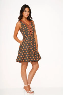 Orange Polka Dot Swing Mini Dress 7 Orange Polka Dot Swing Mini Dress -Sway & Shine Fashion Sales Store 22960 Orange Stripe Mini Dress 8