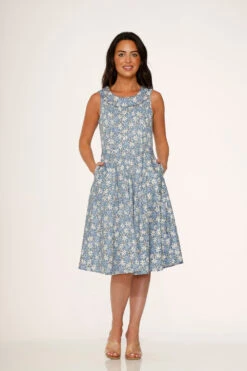 Blue Daisy Floral Swing Dress 9 Blue Daisy Floral Swing Dress -Sway & Shine Fashion Sales Store 23240 Blue Daisy Floral Dress 1
