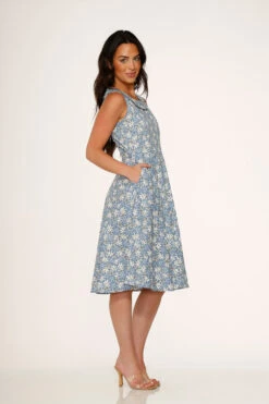 Blue Daisy Floral Swing Dress 10 Blue Daisy Floral Swing Dress -Sway & Shine Fashion Sales Store 23240 Blue Daisy Floral Dress 7