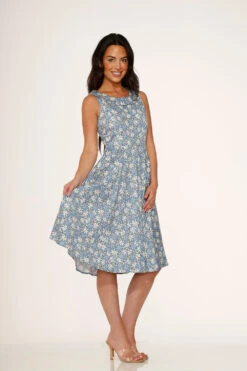 Blue Daisy Floral Swing Dress 11 Blue Daisy Floral Swing Dress -Sway & Shine Fashion Sales Store 23240 Blue Daisy Floral Dress 8
