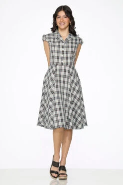 Black Plaid Swing Dress -Sway & Shine Fashion Sales Store 23265 Brown White Plaid Swing Dress 1