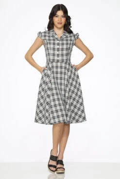 Black Plaid Swing Dress -Sway & Shine Fashion Sales Store 23265 Brown White Plaid Swing Dress 6