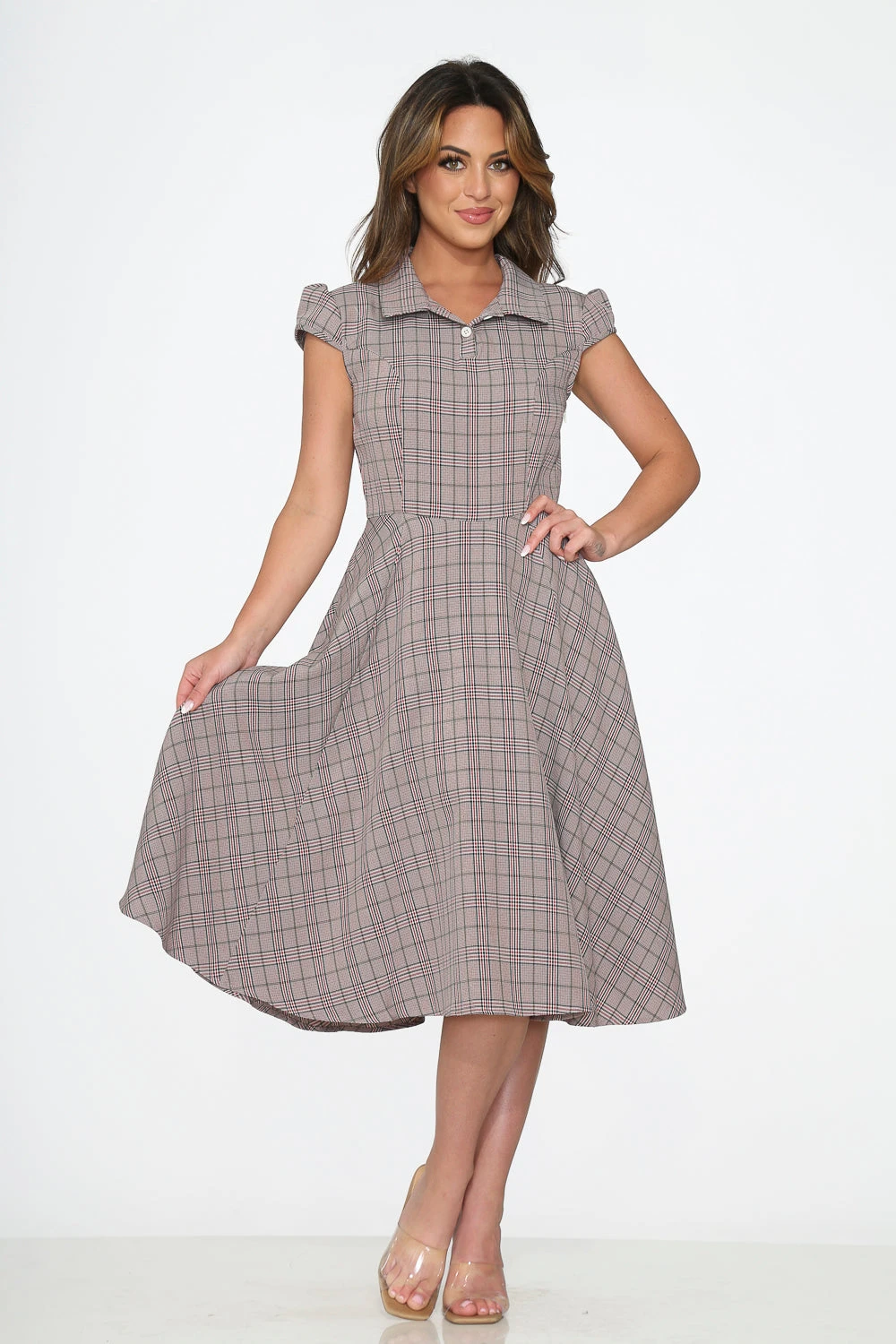 Brown Plaid Swing Dress 1 Brown Plaid Swing Dress