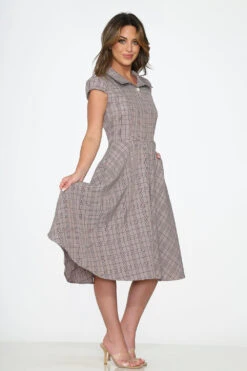 Brown Plaid Swing Dress 8 Brown Plaid Swing Dress -Sway & Shine Fashion Sales Store 23340 Brown Plaid Swing Dress 8