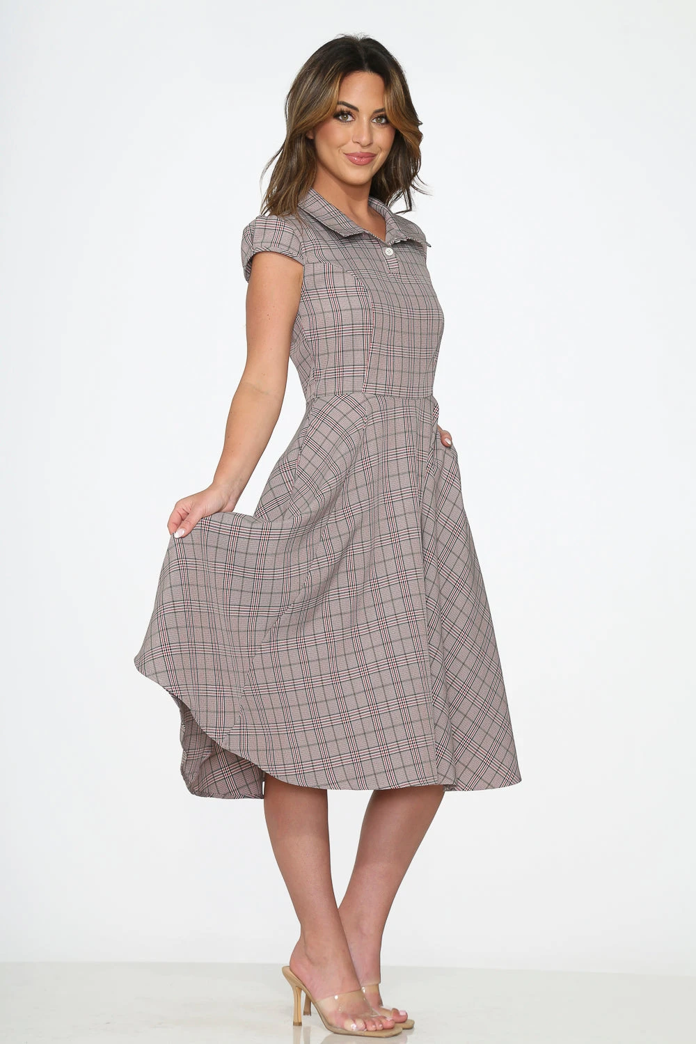 Brown Plaid Swing Dress 4 Brown Plaid Swing Dress - Image 4