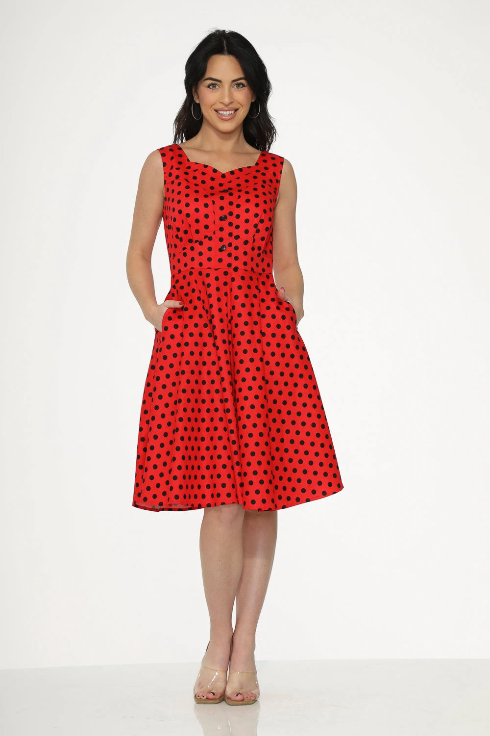 Red Black Polka Dot Swing Dress 2 Red Black Polka Dot Swing Dress - Image 2