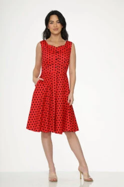Red Black Polka Dot Swing Dress 10 Red Black Polka Dot Swing Dress -Sway & Shine Fashion Sales Store 23640 Red Black Polka Dot Swing Dress 4