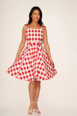 Red & White Picnic Swing Dress -Sway & Shine Fashion Sales Store 24360 Picnic Swing Dress White Red 10