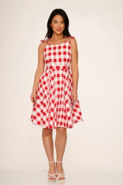 Red & White Picnic Swing Dress -Sway & Shine Fashion Sales Store 24360 Picnic Swing Dress White Red 6